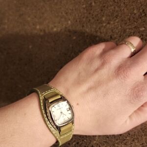 Fossil Green Leather Strap Watch